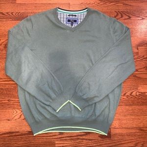 Mens Bass Sweater Cotton Cashmere Blend Plaid Plain Green Size XL.